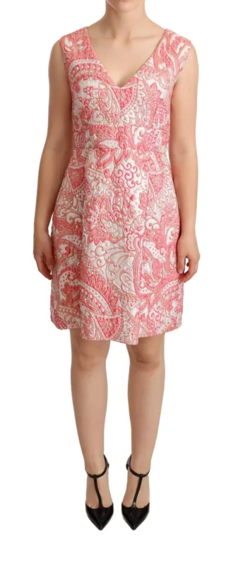 Pink Floral Jacquard Pleated Sheath Dress sold by Lord & Taylor