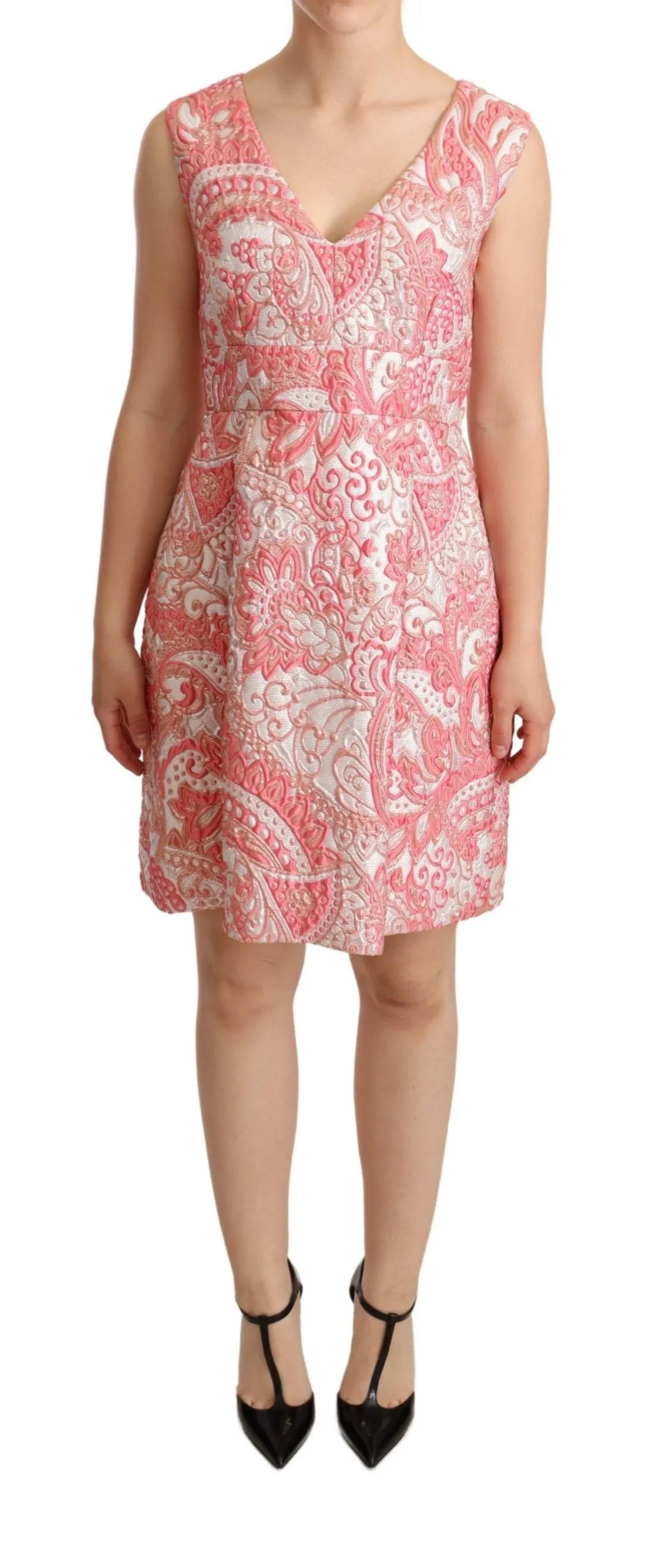 Pink Floral Jacquard Pleated Sheath Dress sold by Lord & Taylor