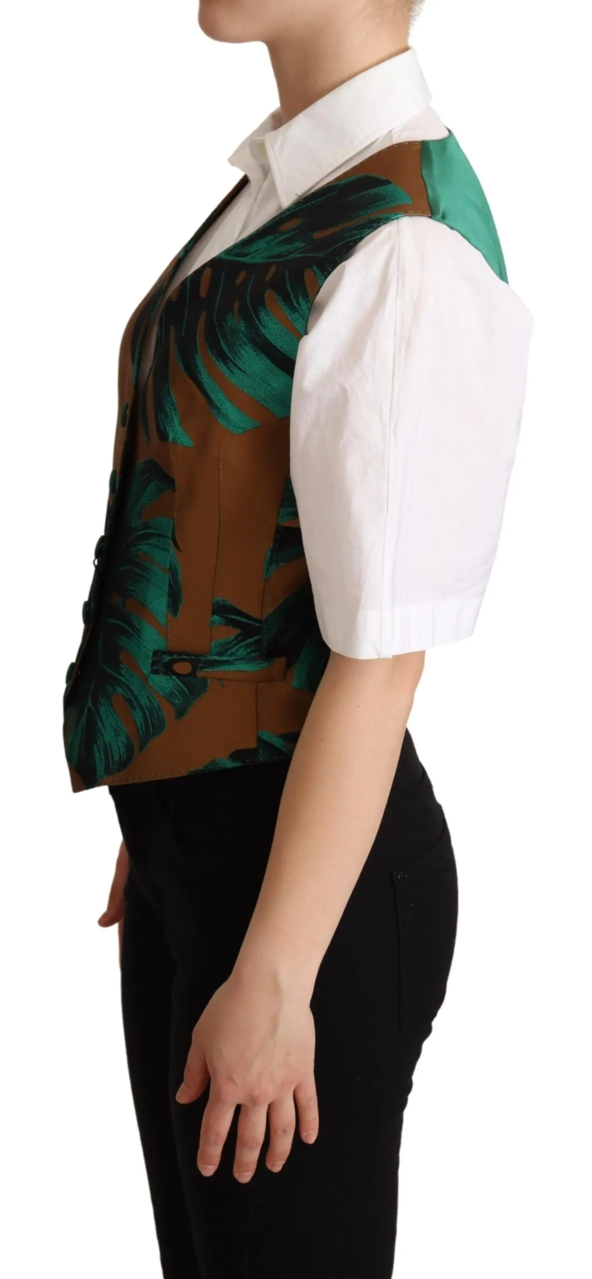 Green Jacquard Leaf Gold Waistcoat Vest sold by Lord & Taylor product image thumbnail 2