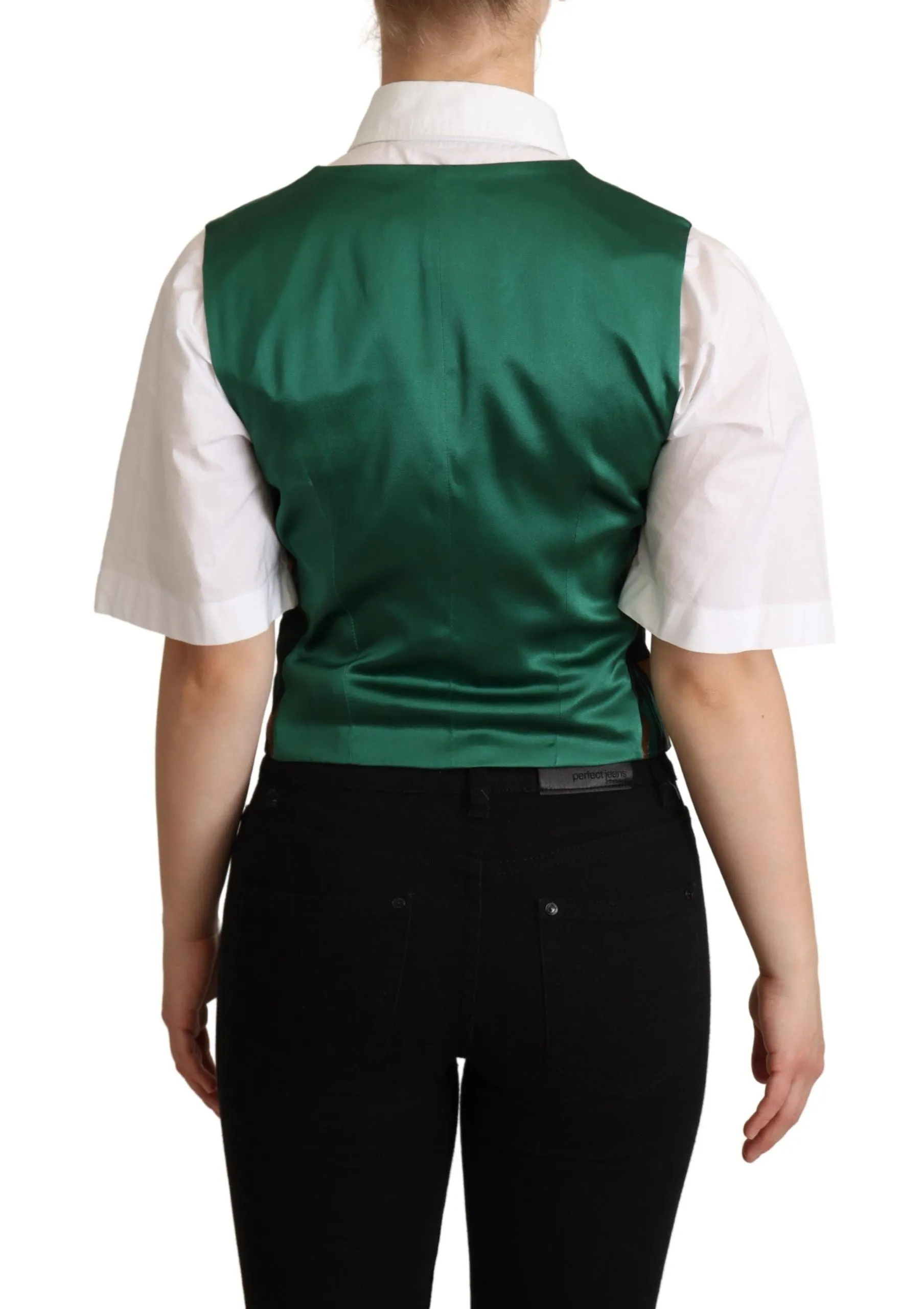 Green Jacquard Leaf Gold Waistcoat Vest sold by Lord & Taylor product image thumbnail 3