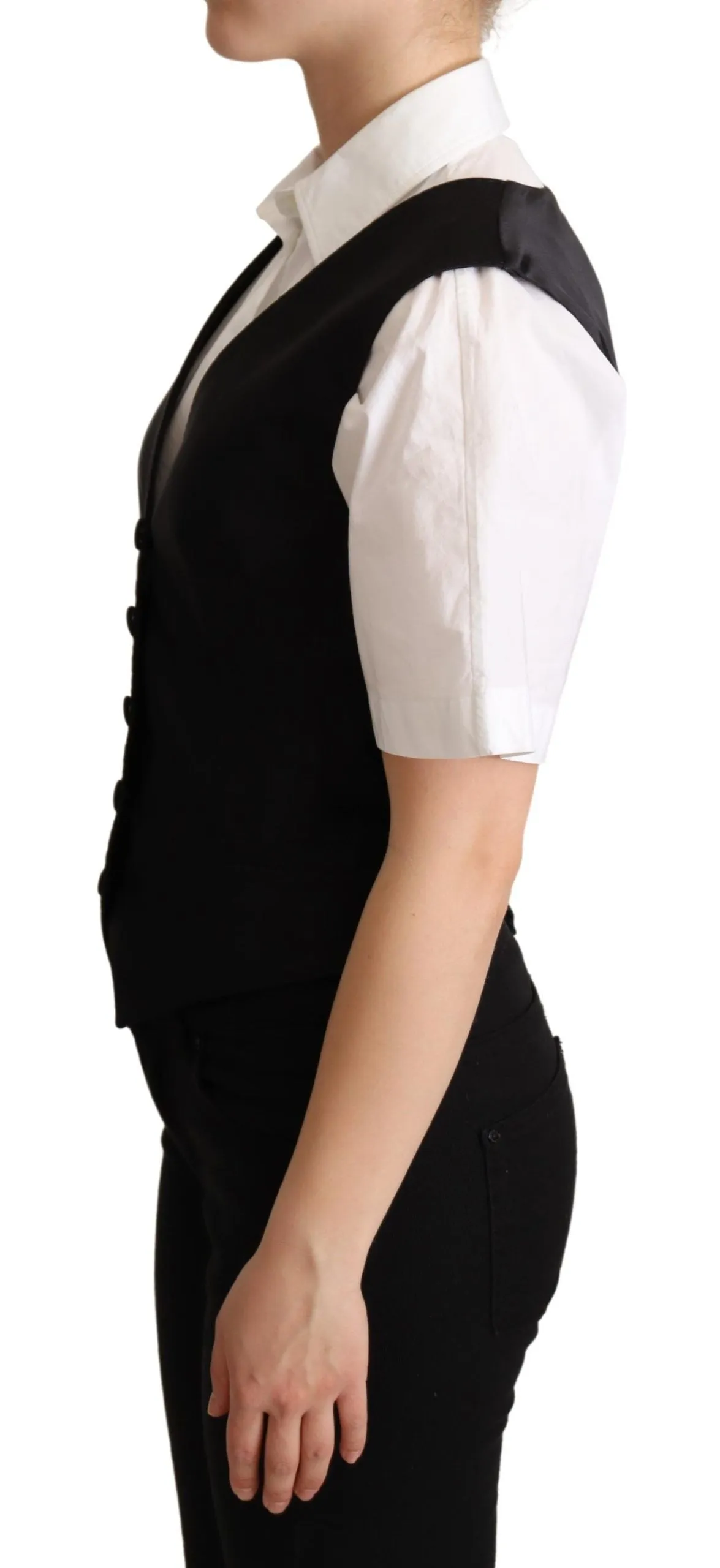 Black Silk Sleeveless Waistcoat Vest sold by Lord & Taylor product image thumbnail 2