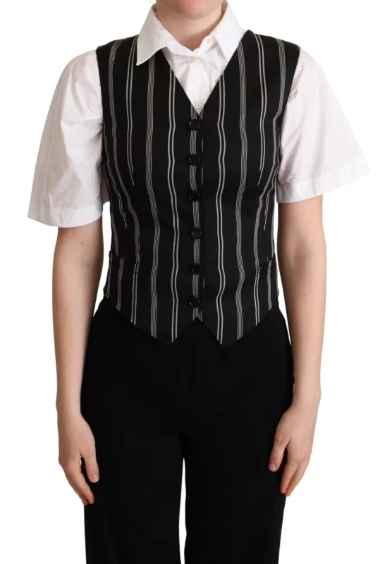 Black Striped Leopard Print Waistcoat Vest sold by Lord & Taylor