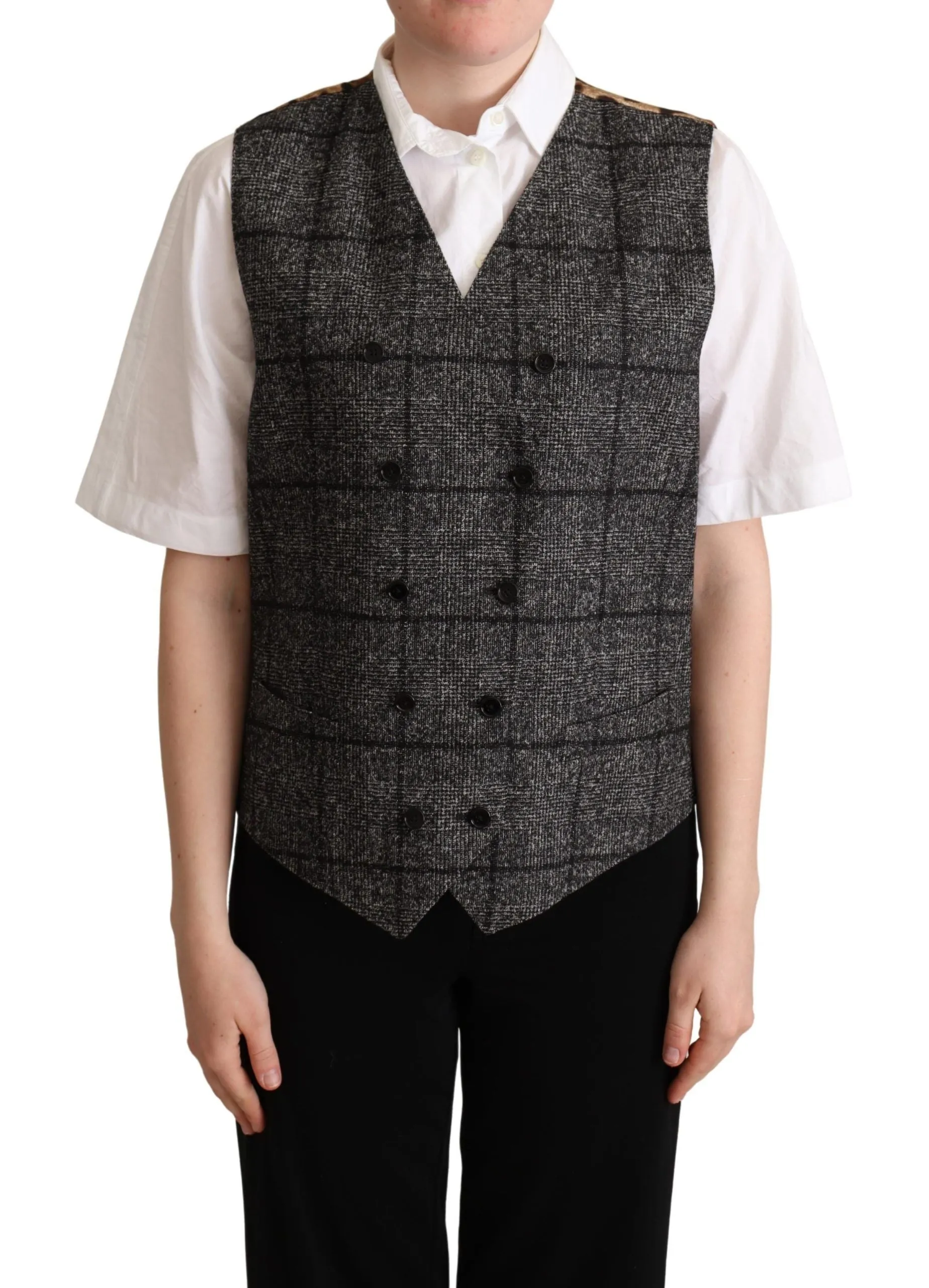 Gray Wool Leopard Print Waistcoat Vest sold by Lord & Taylor