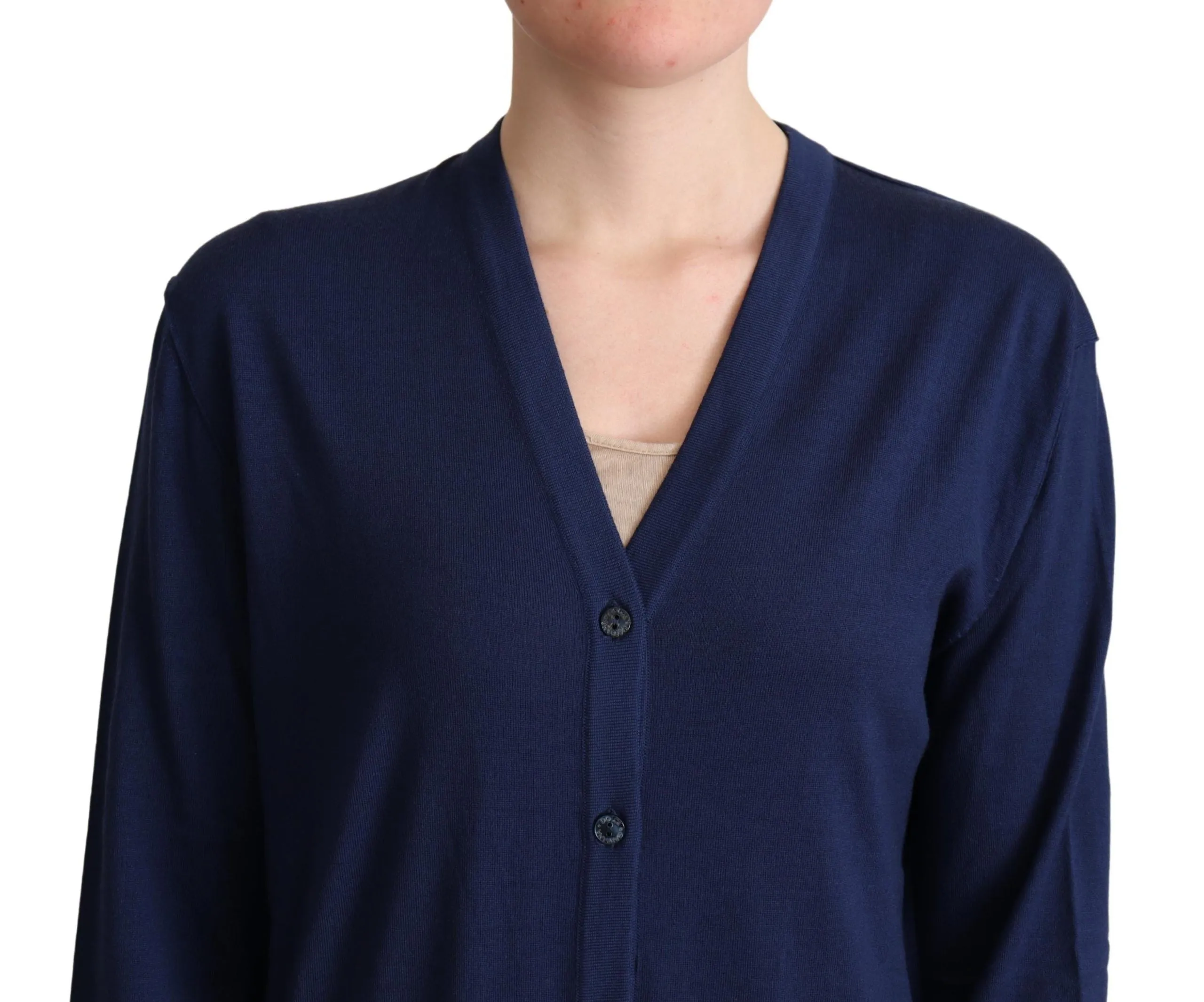 Blue Virgin Wool Button Down Cardigan Sweater sold by Lord & Taylor product image thumbnail 4