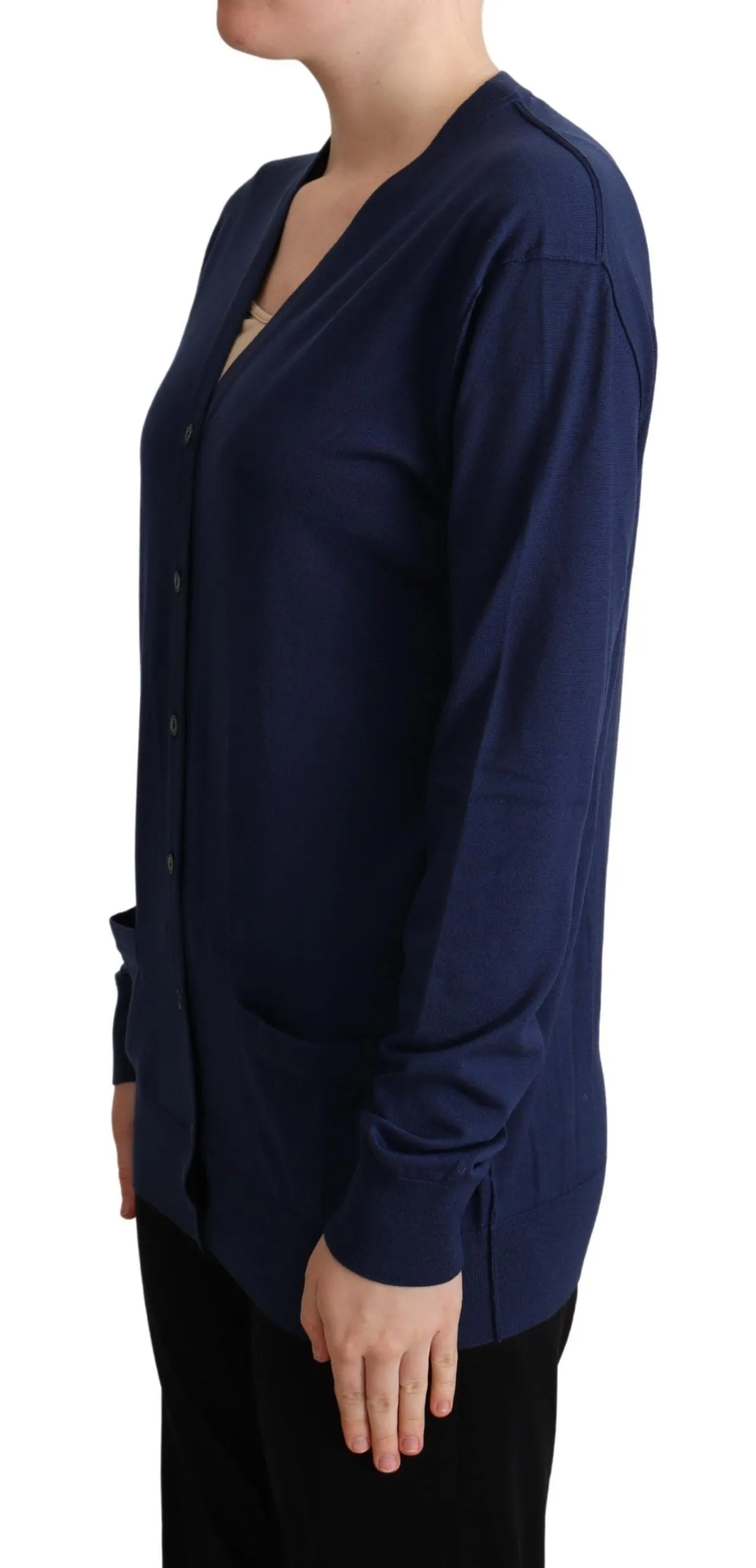 Blue Virgin Wool Button Down Cardigan Sweater sold by Lord & Taylor product image thumbnail 2