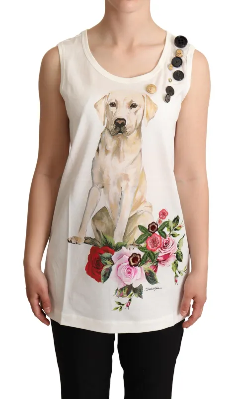 White Dog Floral Print Embellished  T-shirt sold by Lord & Taylor