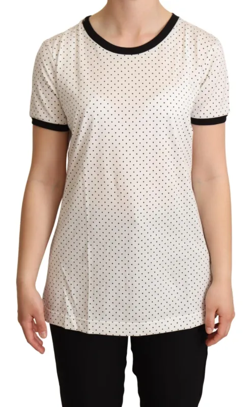 White Dotted Crewneck Cotton T-shirt sold by Lord & Taylor