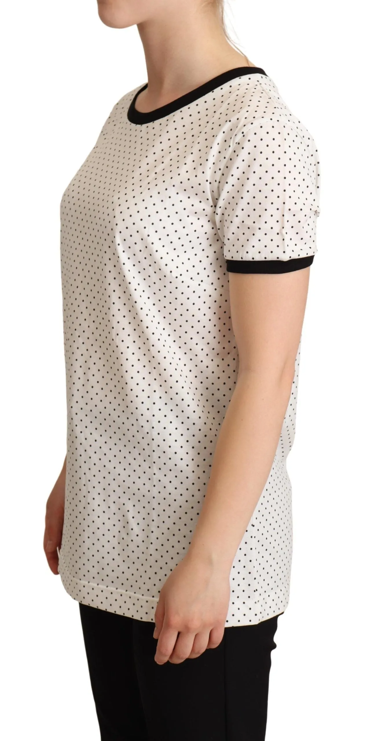 White Dotted Crewneck Cotton T-shirt sold by Lord & Taylor product image thumbnail 2