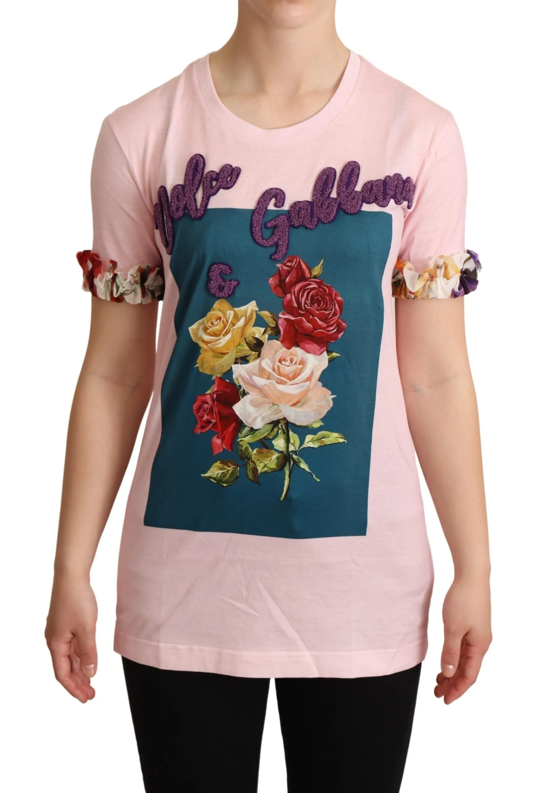 Pink Cotton Floral Roses Crewneck T-shirt sold by Lord & Taylor