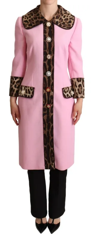 Pink Leopard Wool Trenchcoat Jacket sold by Lord & Taylor