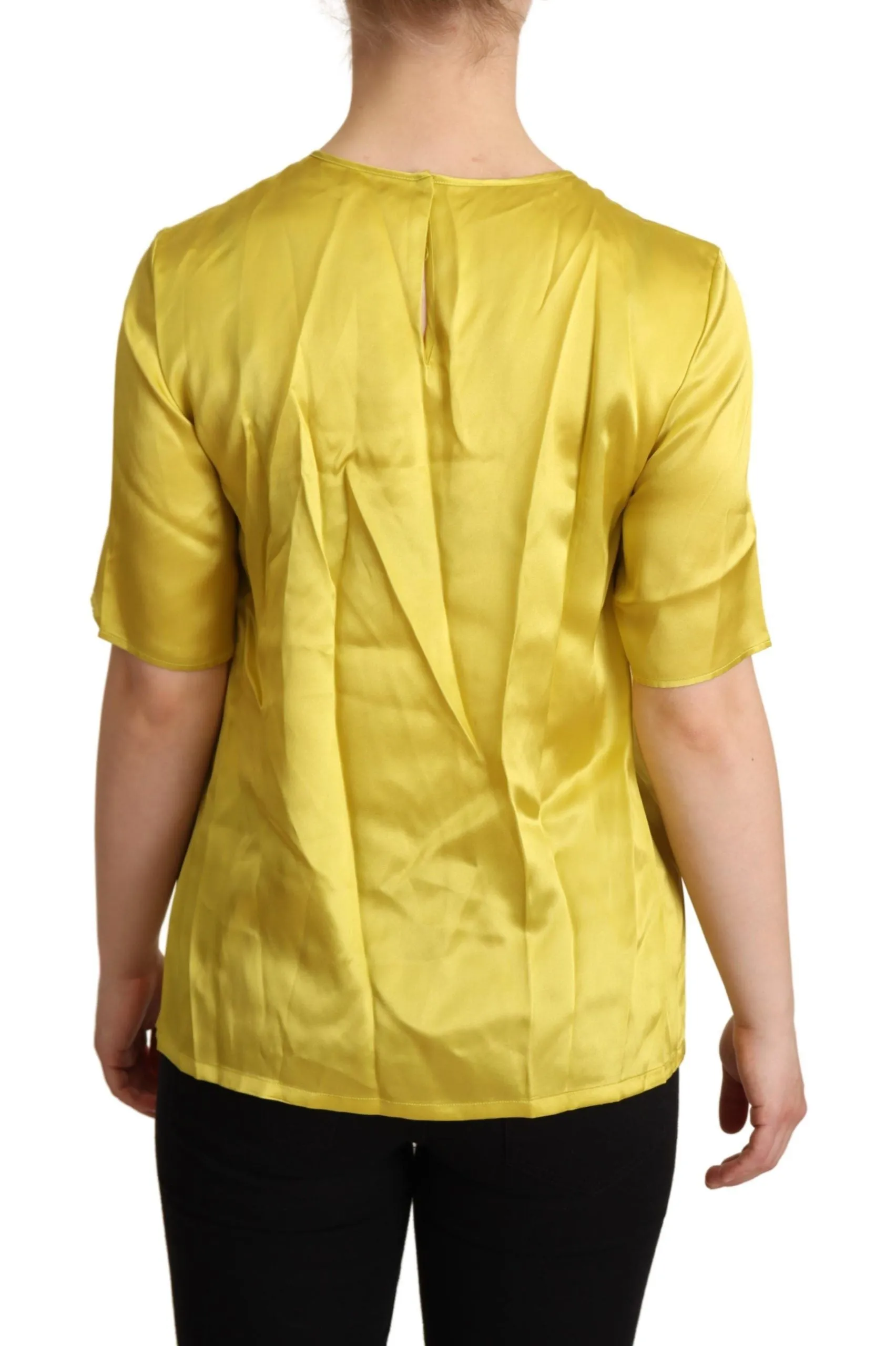 Yellow Silk Short Sleeve Blouse T-shirt sold by Lord & Taylor product image thumbnail 3