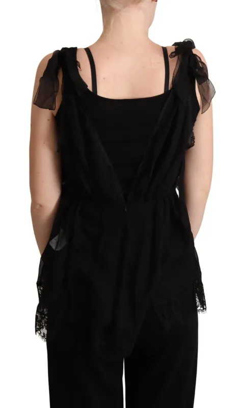 Black Silk Lace Trim Camisole Tank Top sold by Lord & Taylor