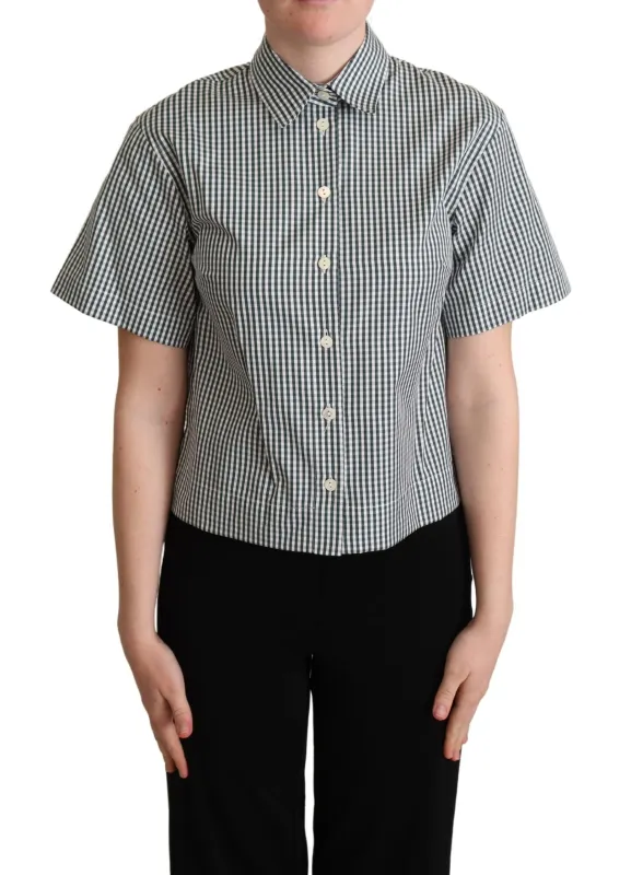 White Green Cotton Check Shirt Blouse Top sold by Lord & Taylor