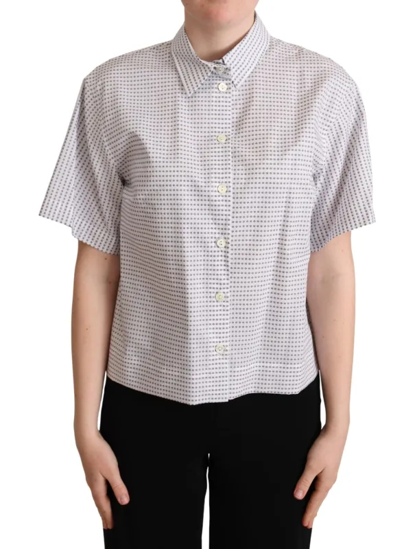 White Polka Dots Collared Blouse Shirt sold by Lord & Taylor