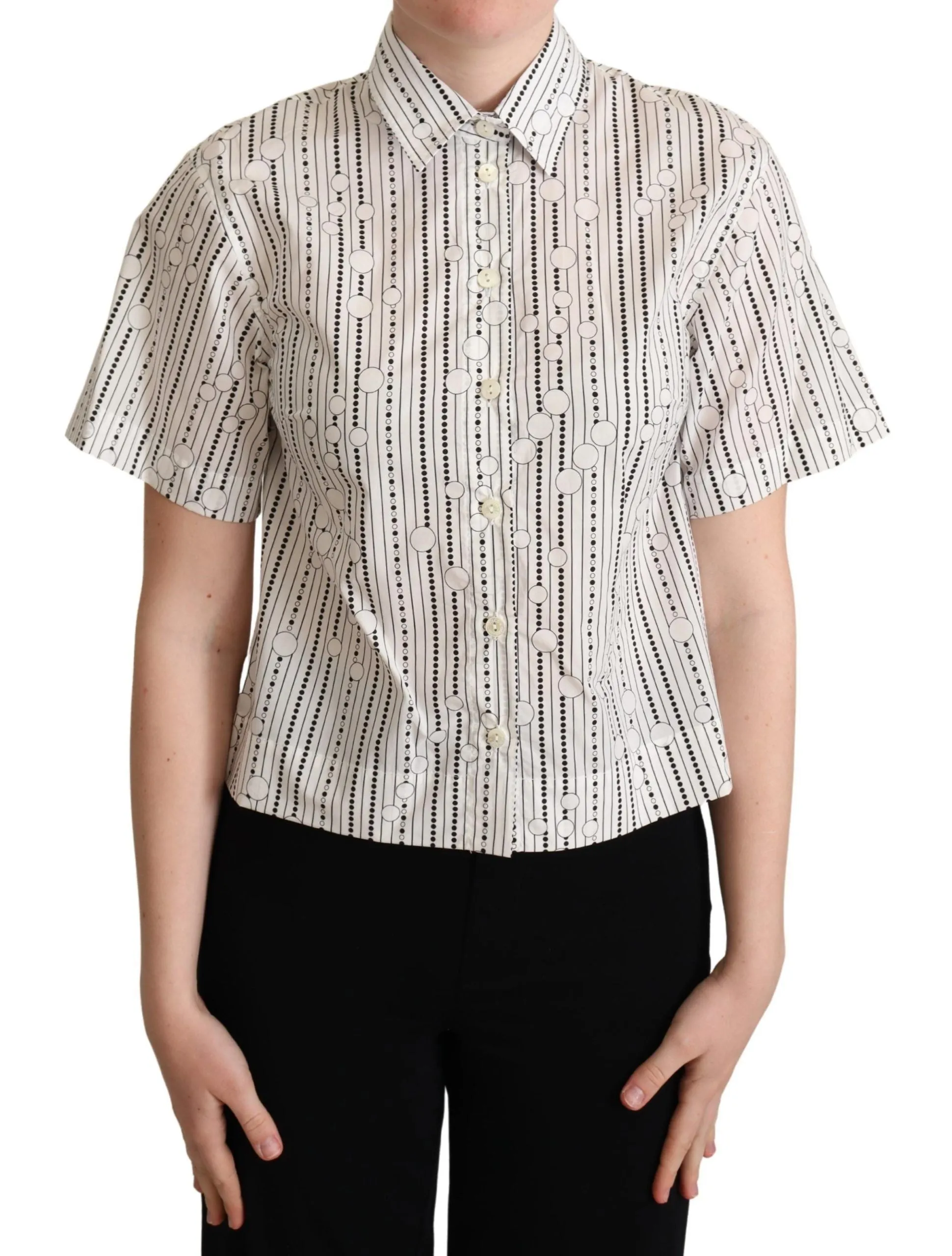 White Circles Dots Collared Button Up Shirt sold by Lord & Taylor