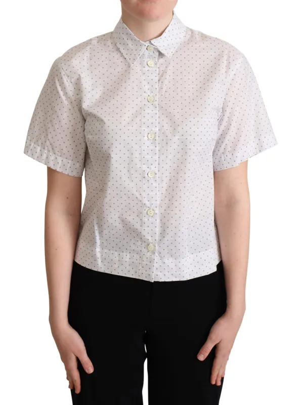 White Black Polka Dots Collar Blouse Shirt sold by Lord & Taylor
