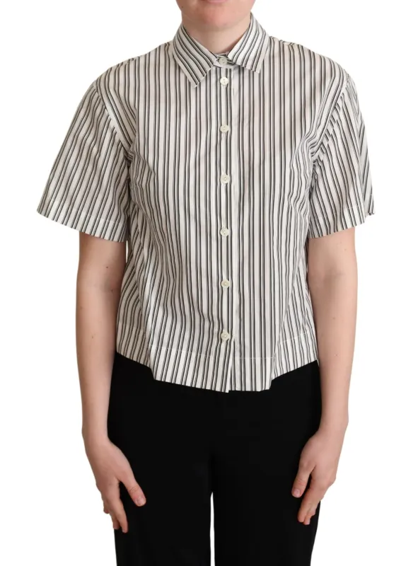 White Black Striped Shirt Blouse Top sold by Lord & Taylor