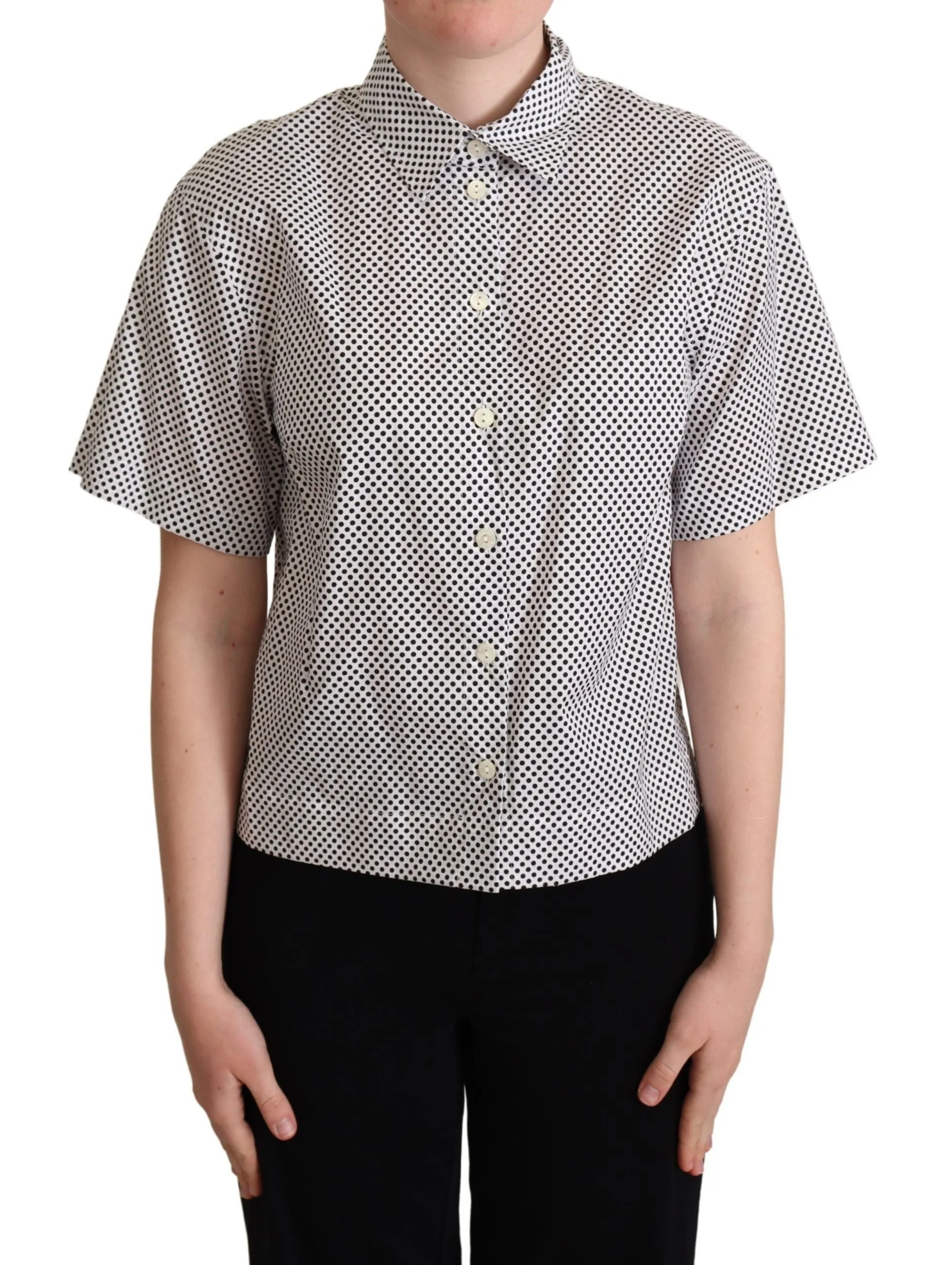 Black Polka Dot Collared Shirt White sold by Lord & Taylor