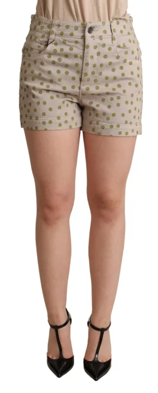 Beige Polka Dots Denim Cotton Stretch Shorts sold by Lord & Taylor