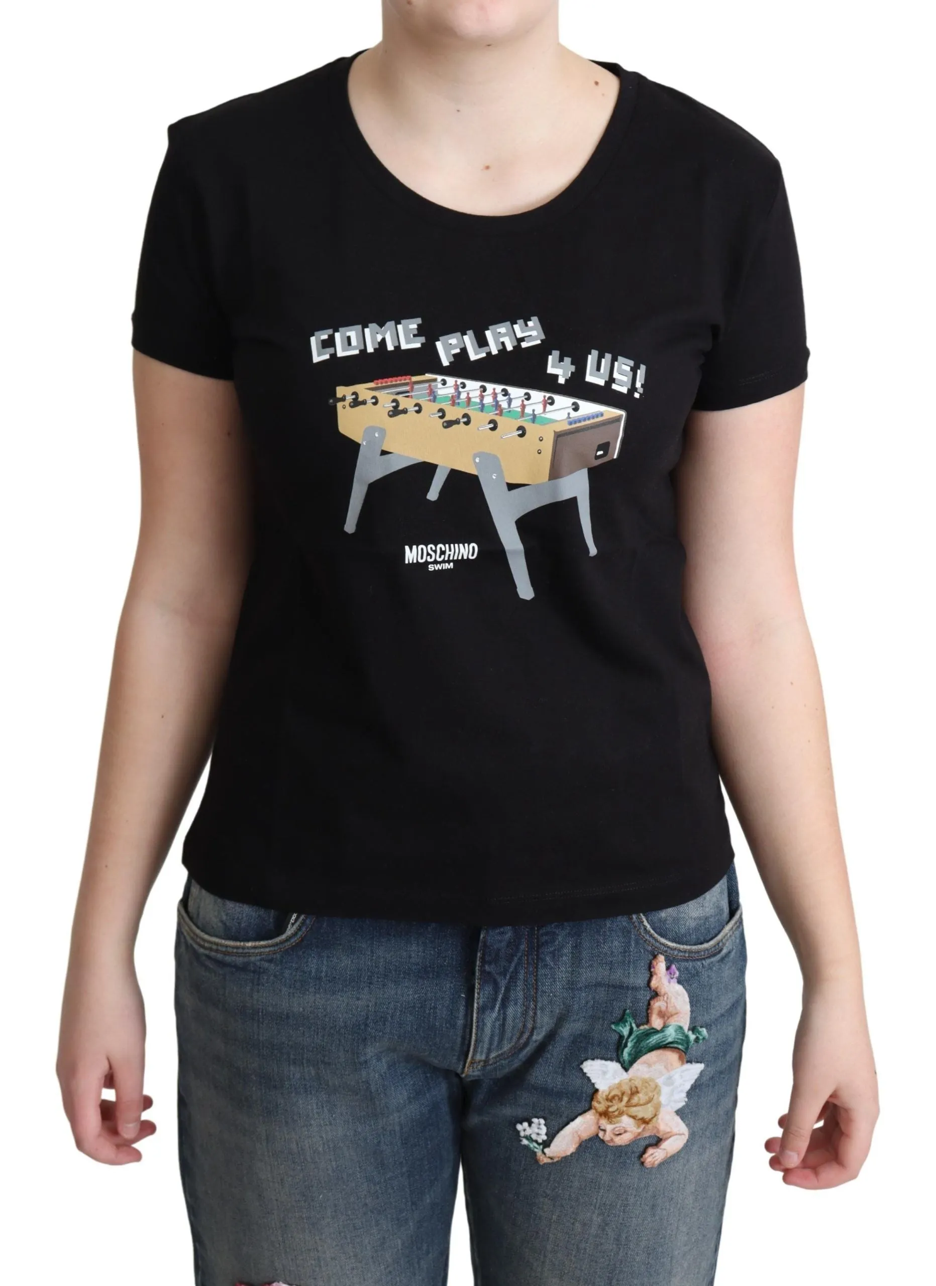 Black Cotton Come Play 4 Us Print Tops T-shirt sold by Lord & Taylor