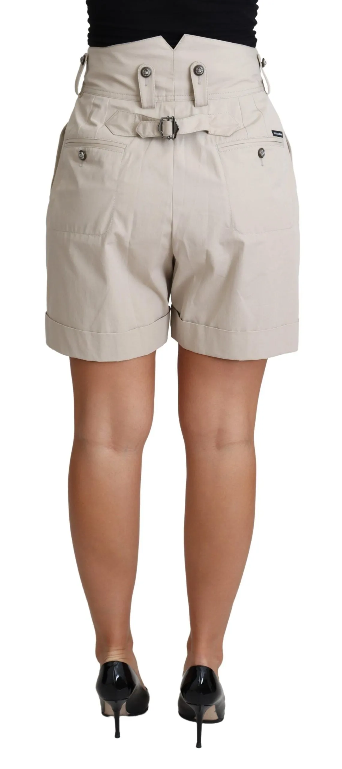 Beige Cotton Pleated High Waist Casual Shorts sold by Lord & Taylor product image thumbnail 3