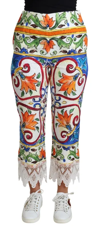 Multicolor Majolica Print Trouser  Cotton Pants sold by Lord & Taylor