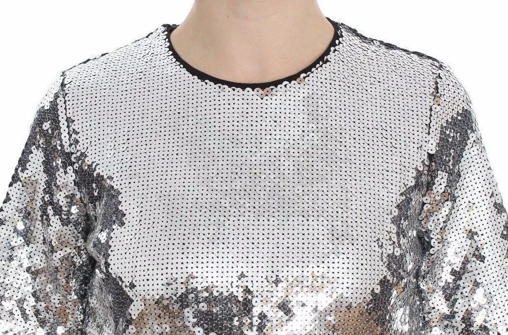 Silver Sequined Crewneck Blouse T-shirt Top sold by Lord & Taylor product image thumbnail 4