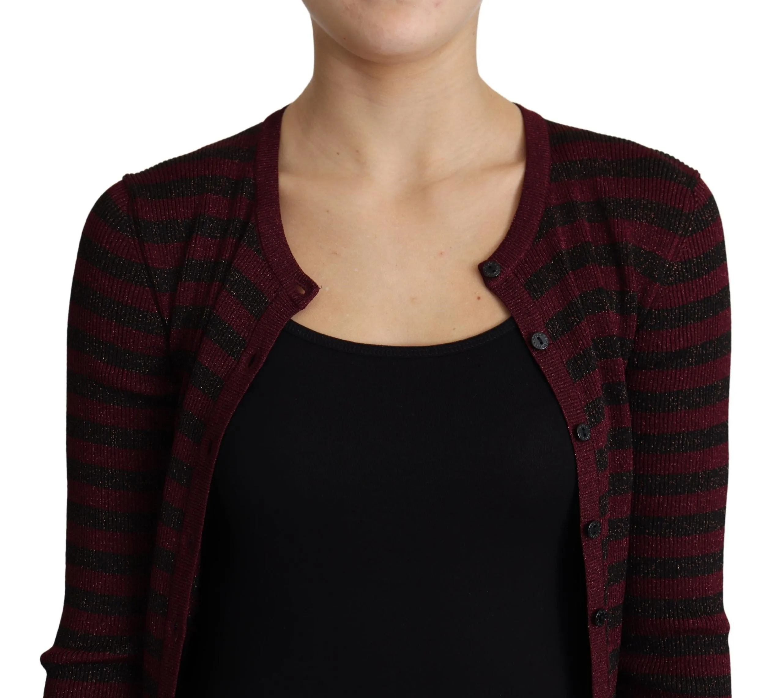 Black Red Striped Viscose Cardigan Sweater sold by Lord & Taylor product image thumbnail 5