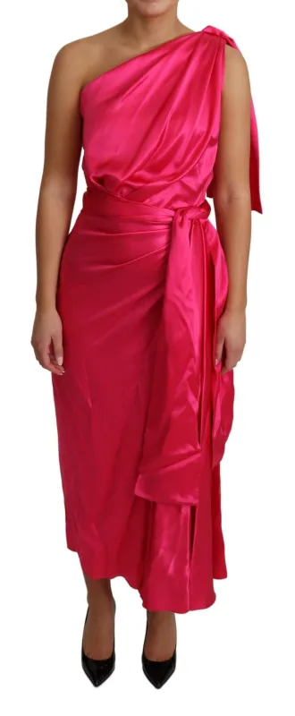 Dress Pink Fitted Cut One Shoulder Midi Dress sold by Lord & Taylor