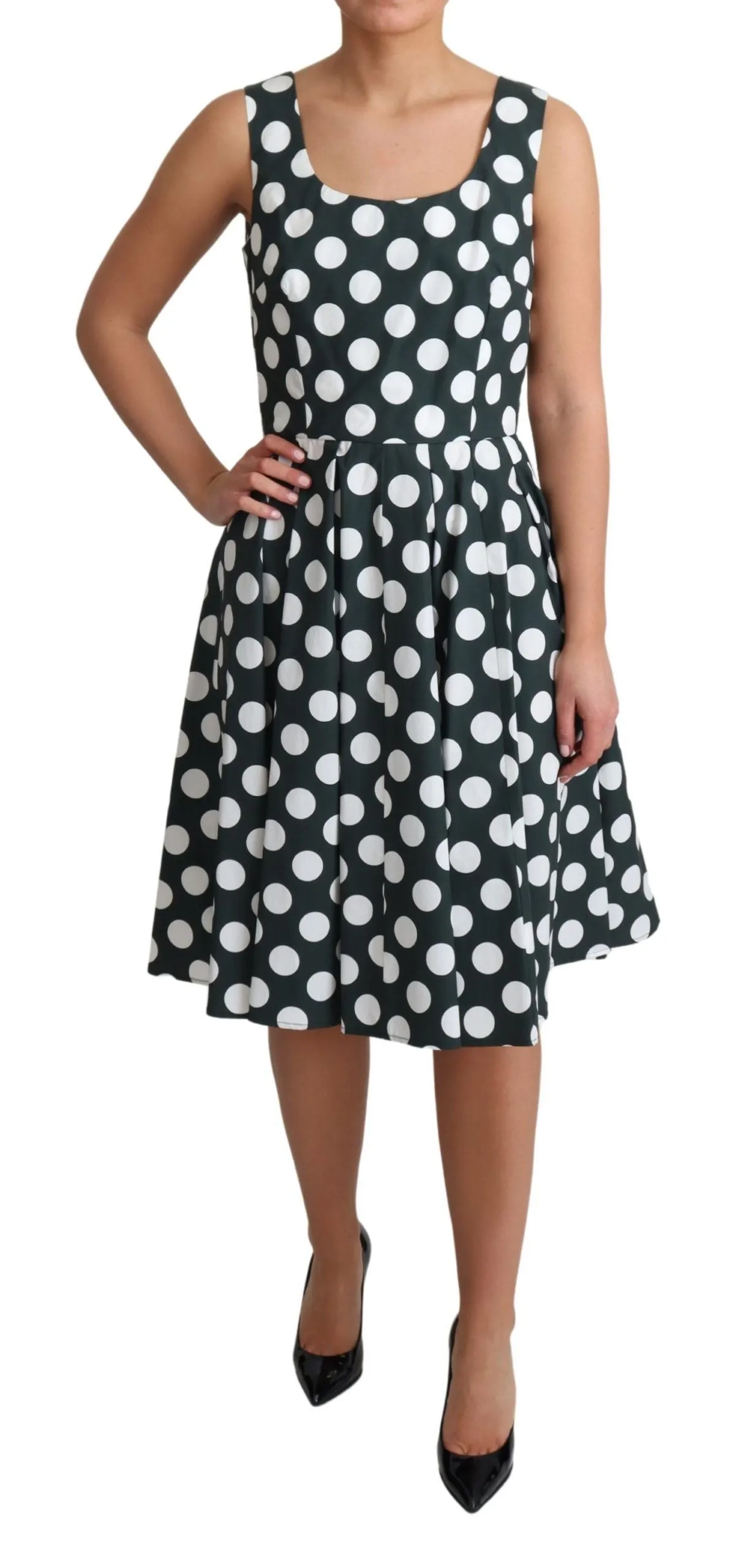 Green Polka Dotted Cotton A-Line Dress sold by Lord & Taylor product image thumbnail 2