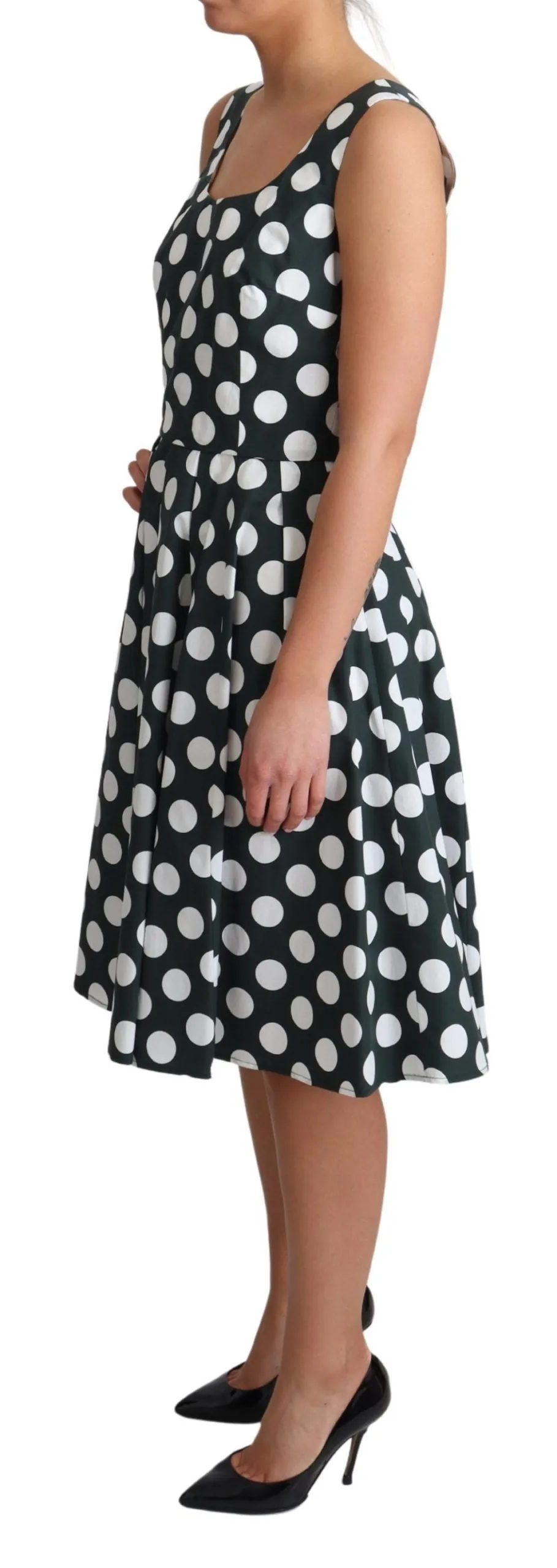 Green Polka Dotted Cotton A-Line Dress sold by Lord & Taylor product image thumbnail 3