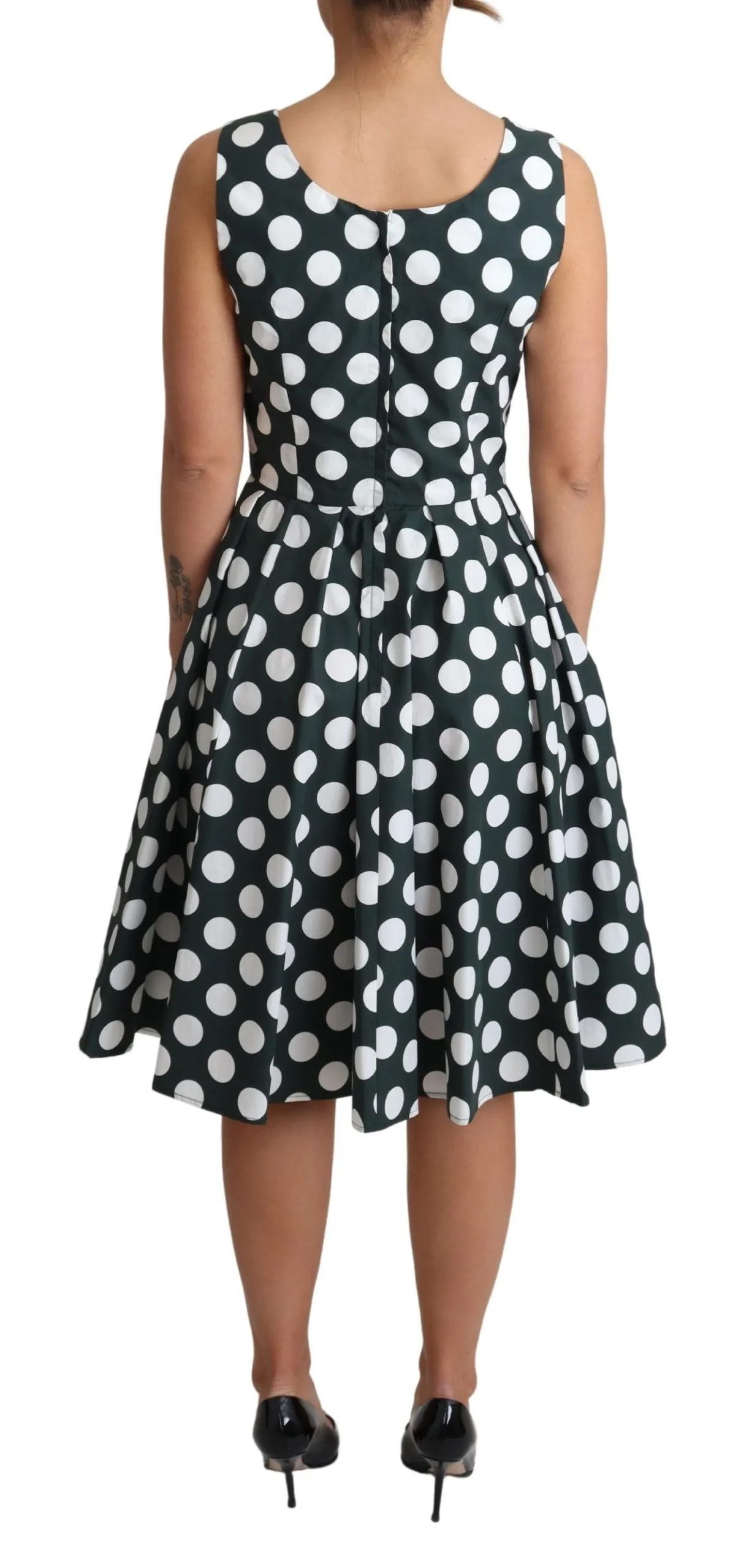 Green Polka Dotted Cotton A-Line Dress sold by Lord & Taylor product image thumbnail 4