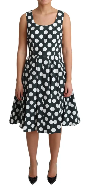 Green Polka Dotted Cotton A-Line Dress sold by Lord & Taylor