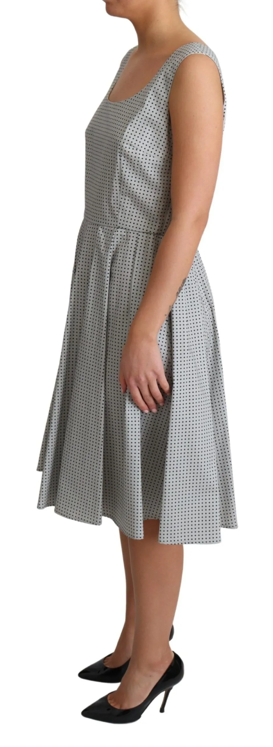 Gray Polka Dotted Cotton A-Line Dress sold by Lord & Taylor product image thumbnail 3