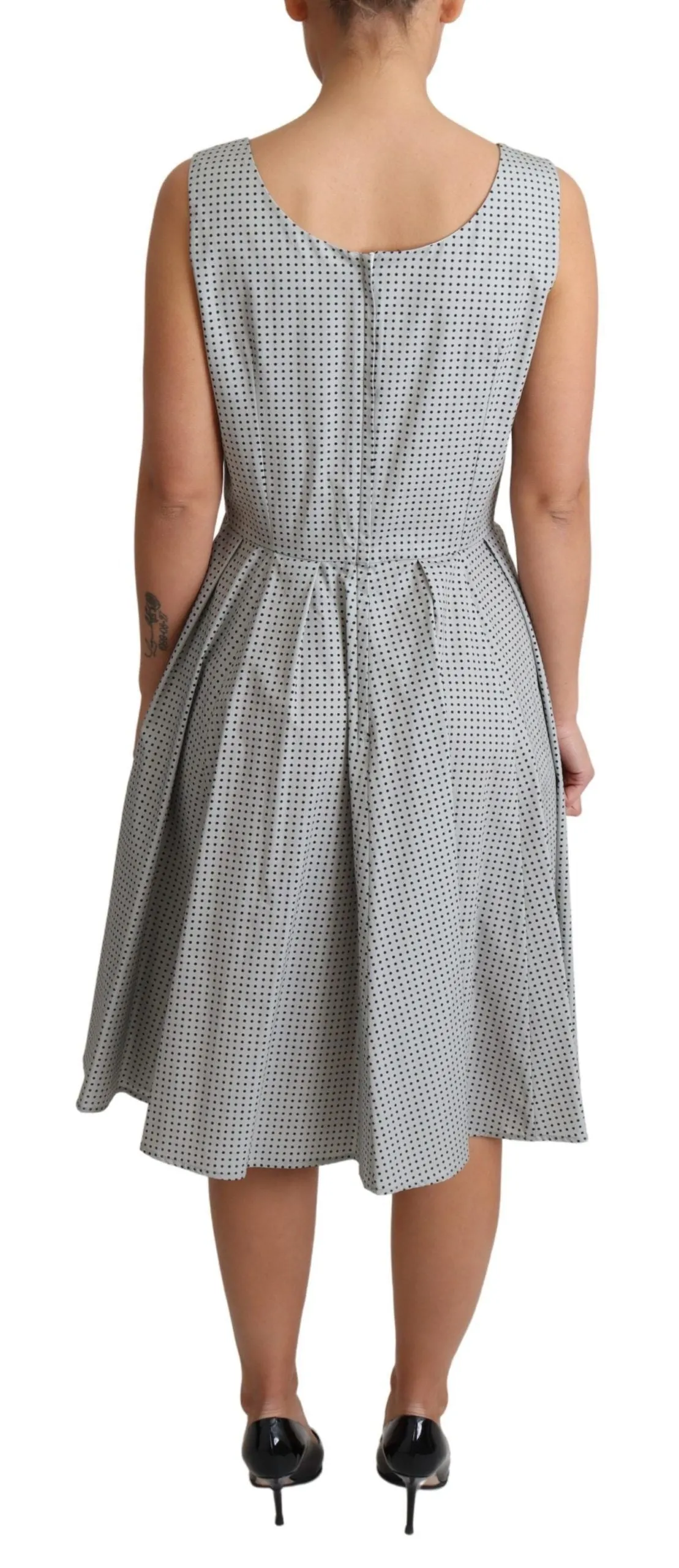 Gray Polka Dotted Cotton A-Line Dress sold by Lord & Taylor product image thumbnail 4