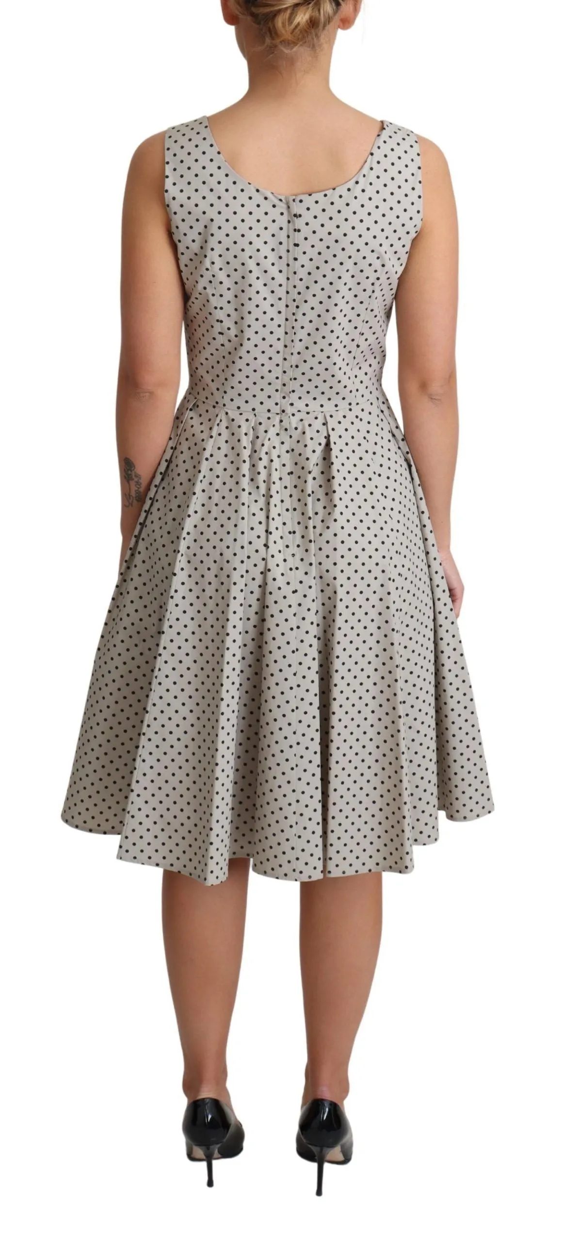 Beige Polka Dotted Cotton A-Line Dress sold by Lord & Taylor product image thumbnail 4