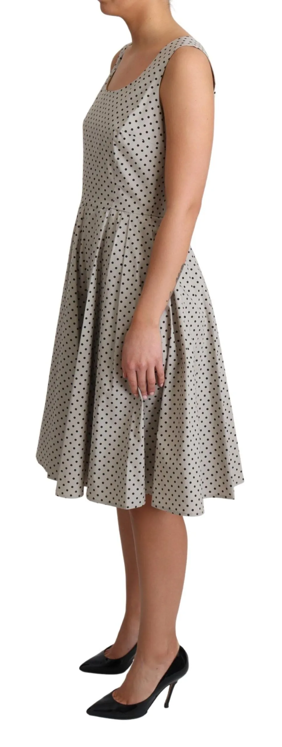Beige Polka Dotted Cotton A-Line Dress sold by Lord & Taylor product image thumbnail 3