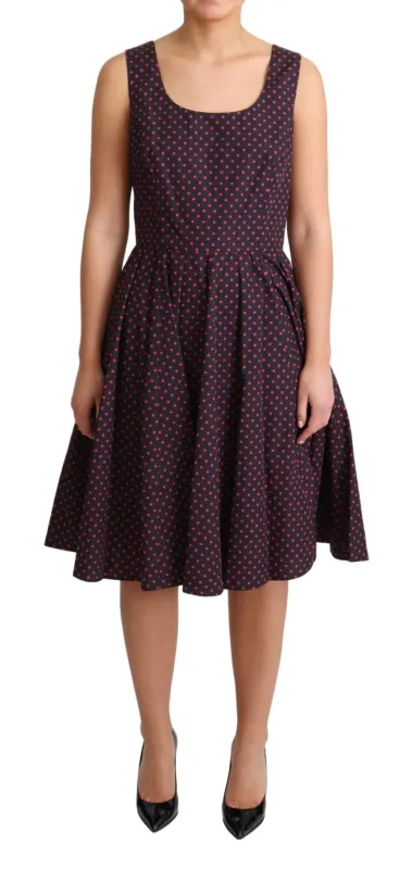 Red Blue Polka Cotton A-Line Gown Dress sold by Lord & Taylor