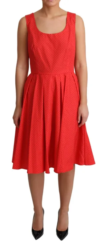 Red Polka Dotted Cotton A-Line  Dress sold by Lord & Taylor