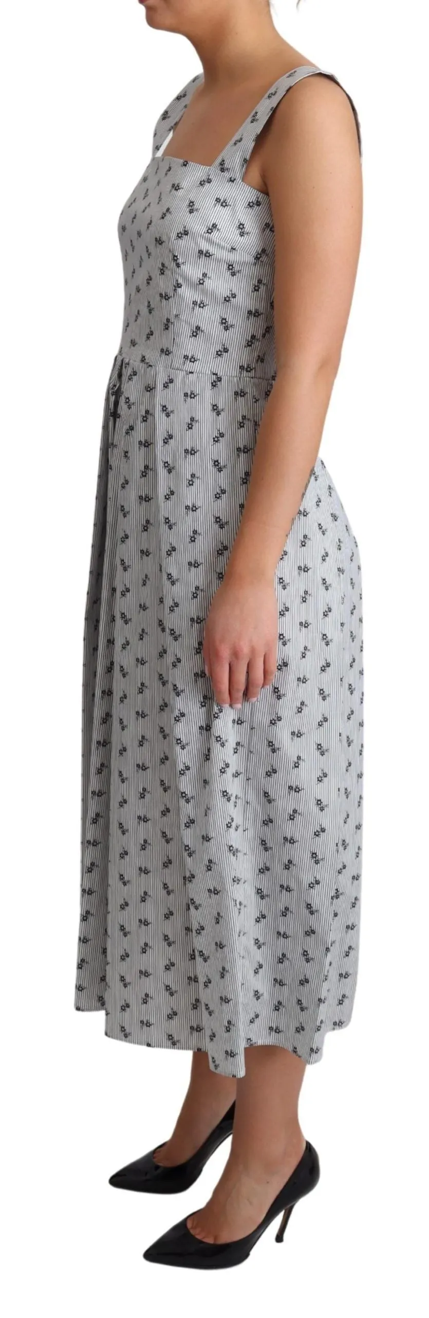 Blue White Floral Cotton A-Line Dress sold by Lord & Taylor product image thumbnail 5