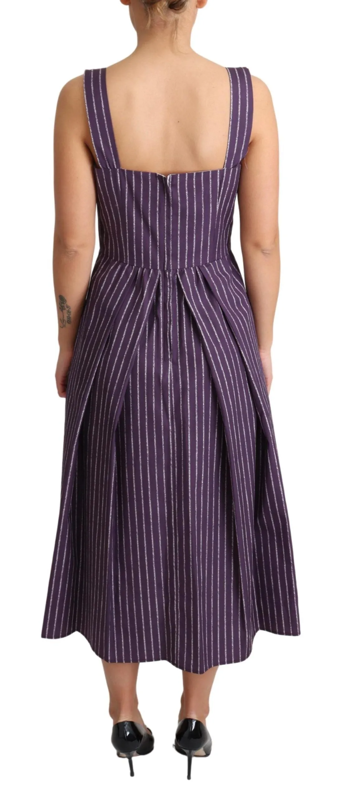 Purple Striped Cotton A-Line Stretch Dress sold by Lord & Taylor product image thumbnail 4