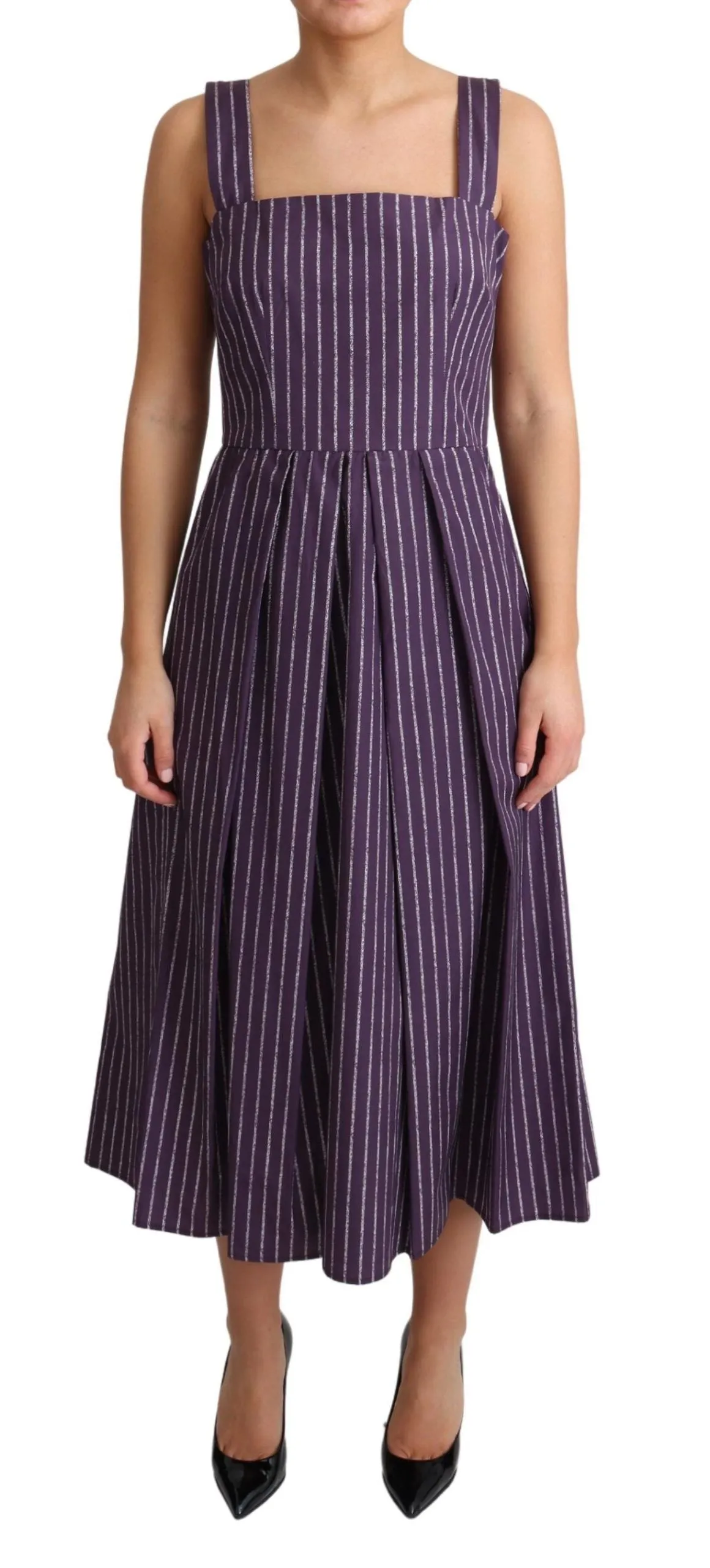 Purple Striped Cotton A-Line Stretch Dress sold by Lord & Taylor