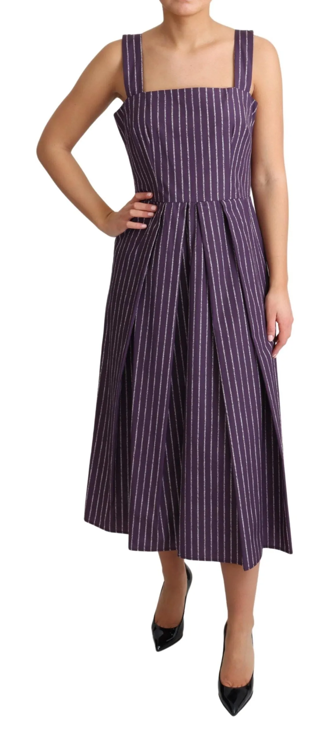 Purple Striped Cotton A-Line Stretch Dress sold by Lord & Taylor product image thumbnail 2