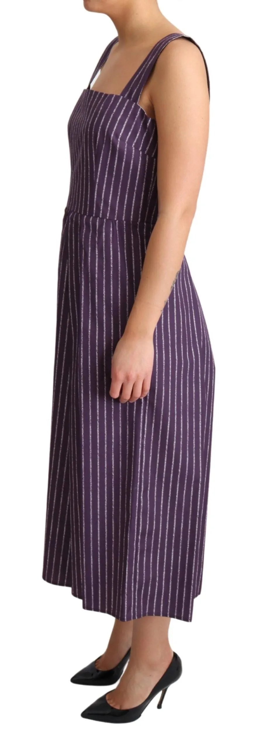 Purple Striped Cotton A-Line Stretch Dress sold by Lord & Taylor product image thumbnail 3