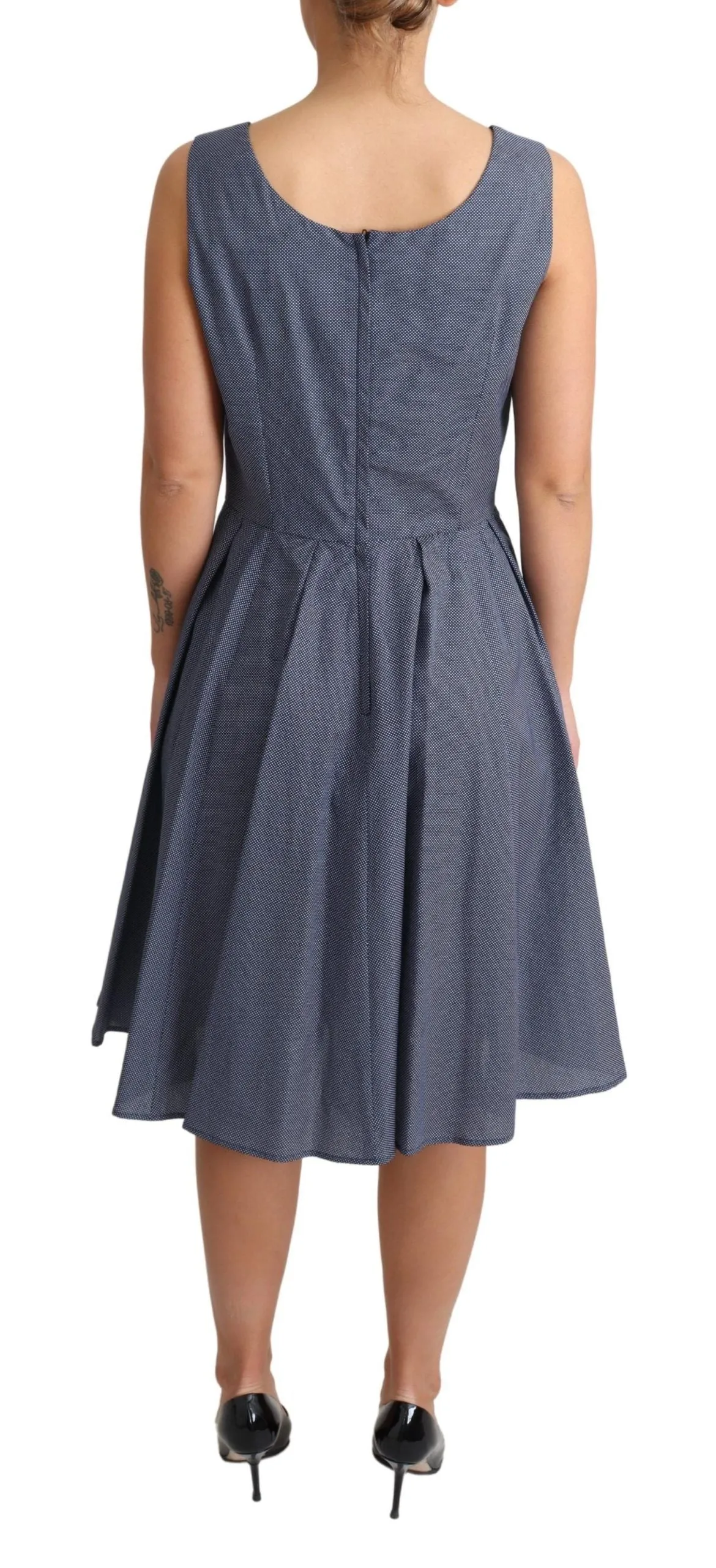 Blue Polka Cotton A-Line Stretch Dress sold by Lord & Taylor product image thumbnail 4