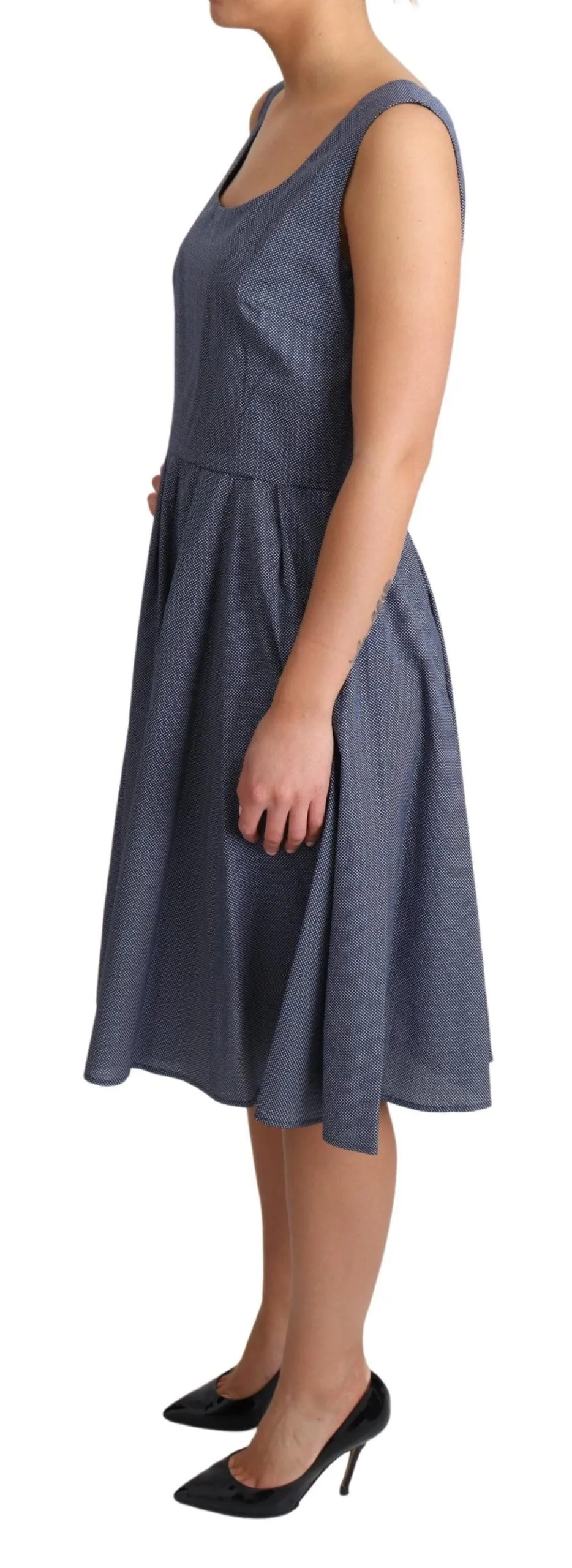Blue Polka Cotton A-Line Stretch Dress sold by Lord & Taylor product image thumbnail 3