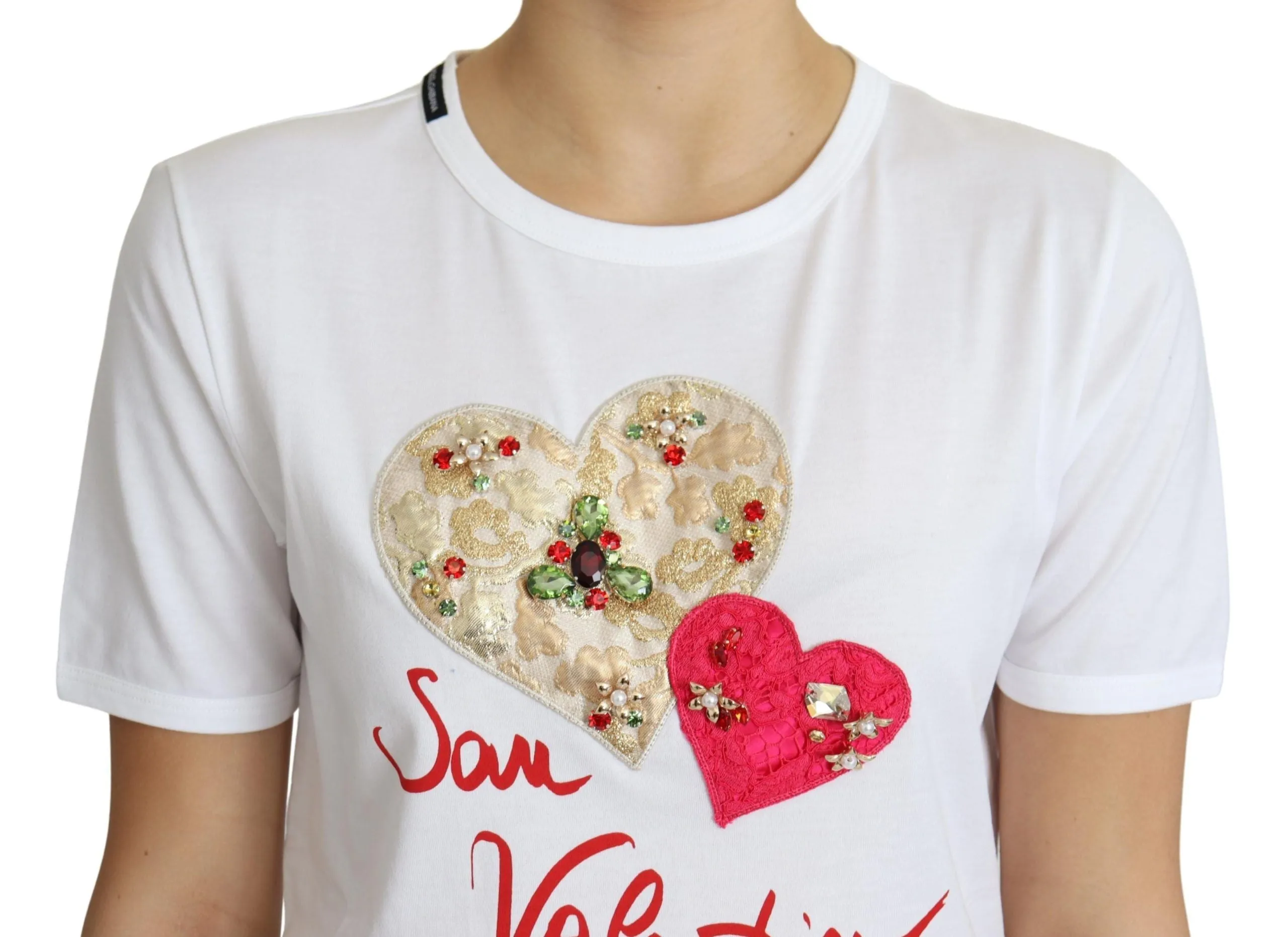 White San Valentino Heart Crystals T-shirt Top sold by Lord & Taylor product image thumbnail 3