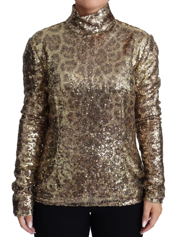 Brown Leopard Fit Turtleneck Sequin Sweater sold by Lord & Taylor