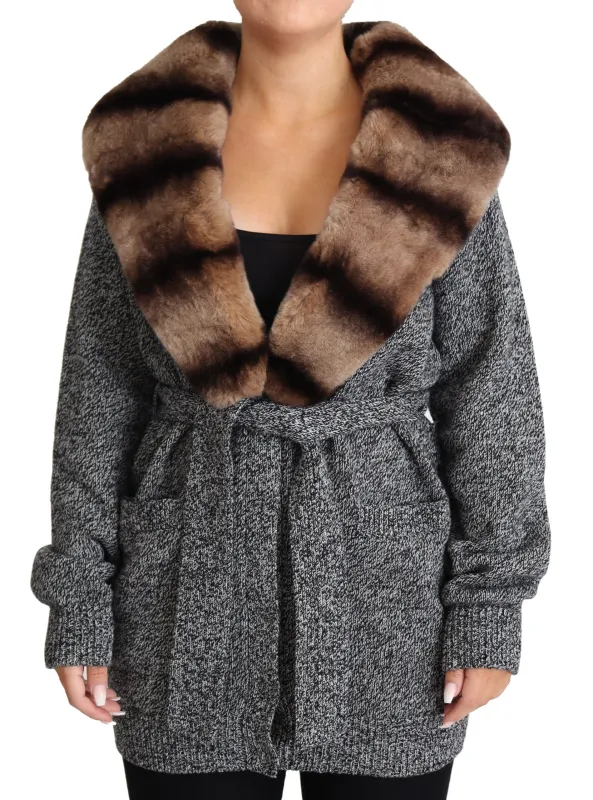 Gray Cardigan Fur Coat Cashmere Jacket sold by Lord & Taylor