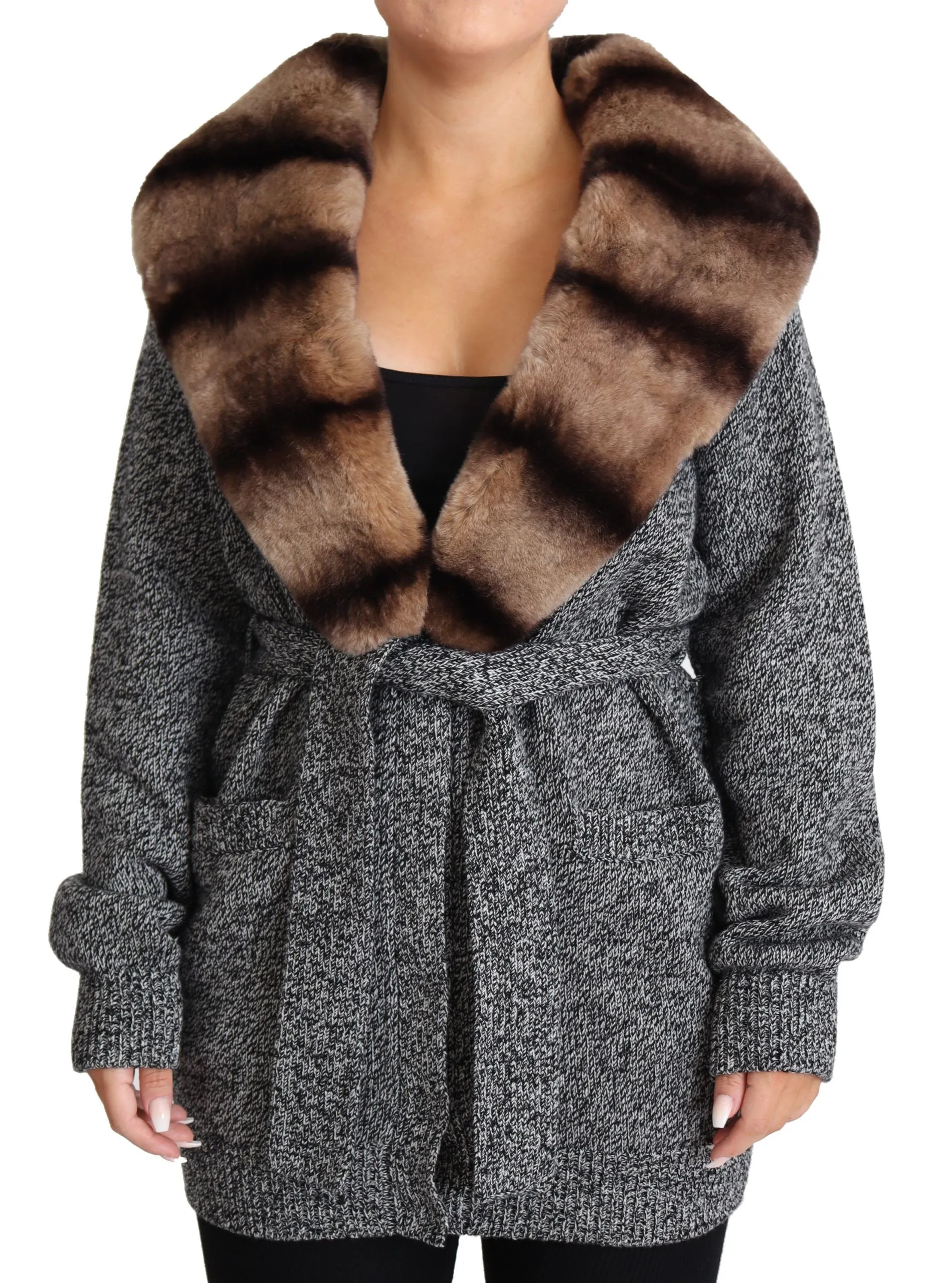 Gray Cardigan Fur Coat Cashmere Jacket sold by Lord & Taylor